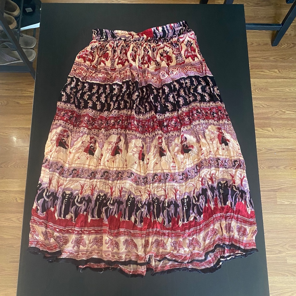 Vintage Boho Broomstick Skirt